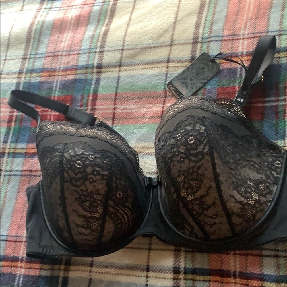 NWT 40E black lace city chic bra